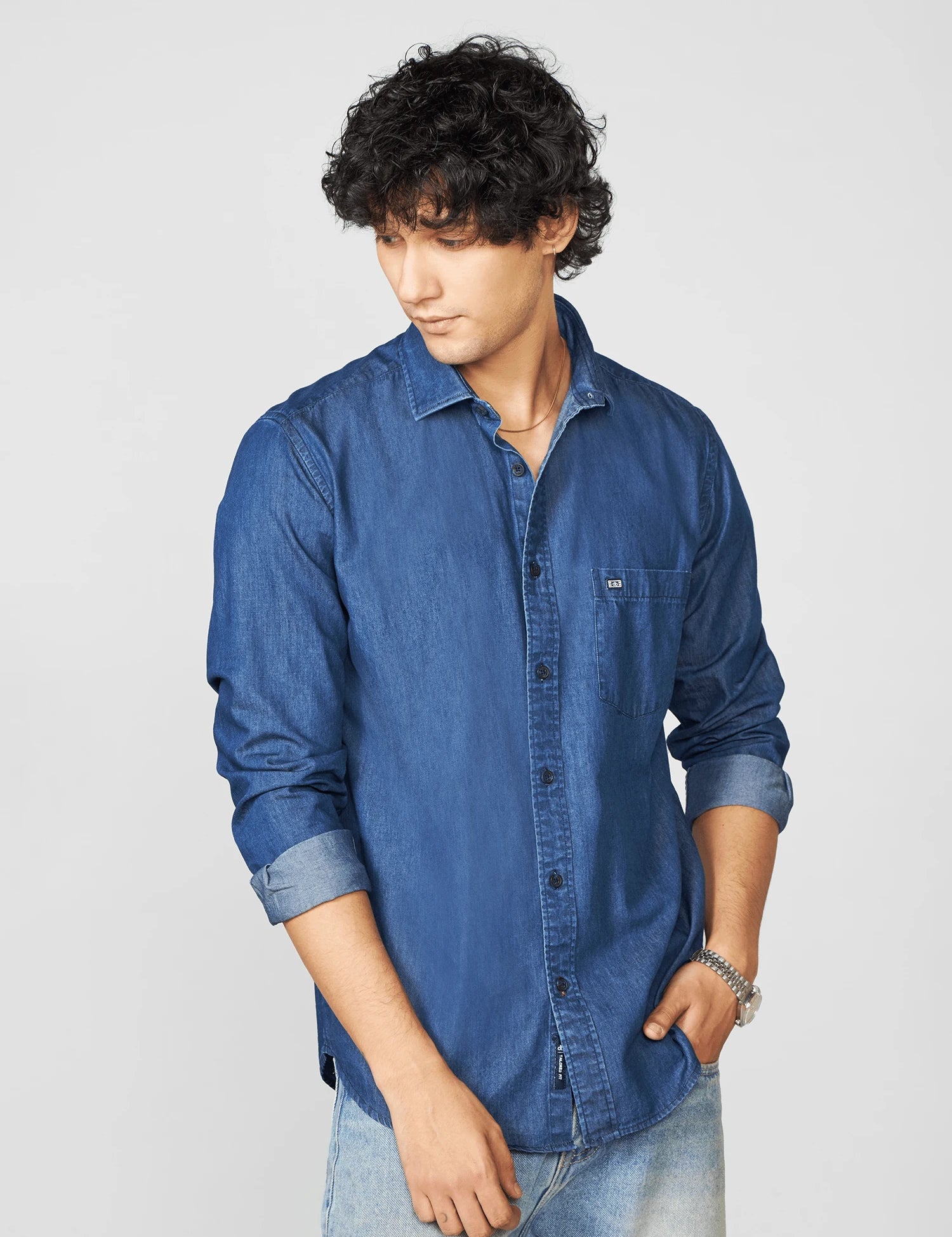 Blue Cotton Denim Shirt
