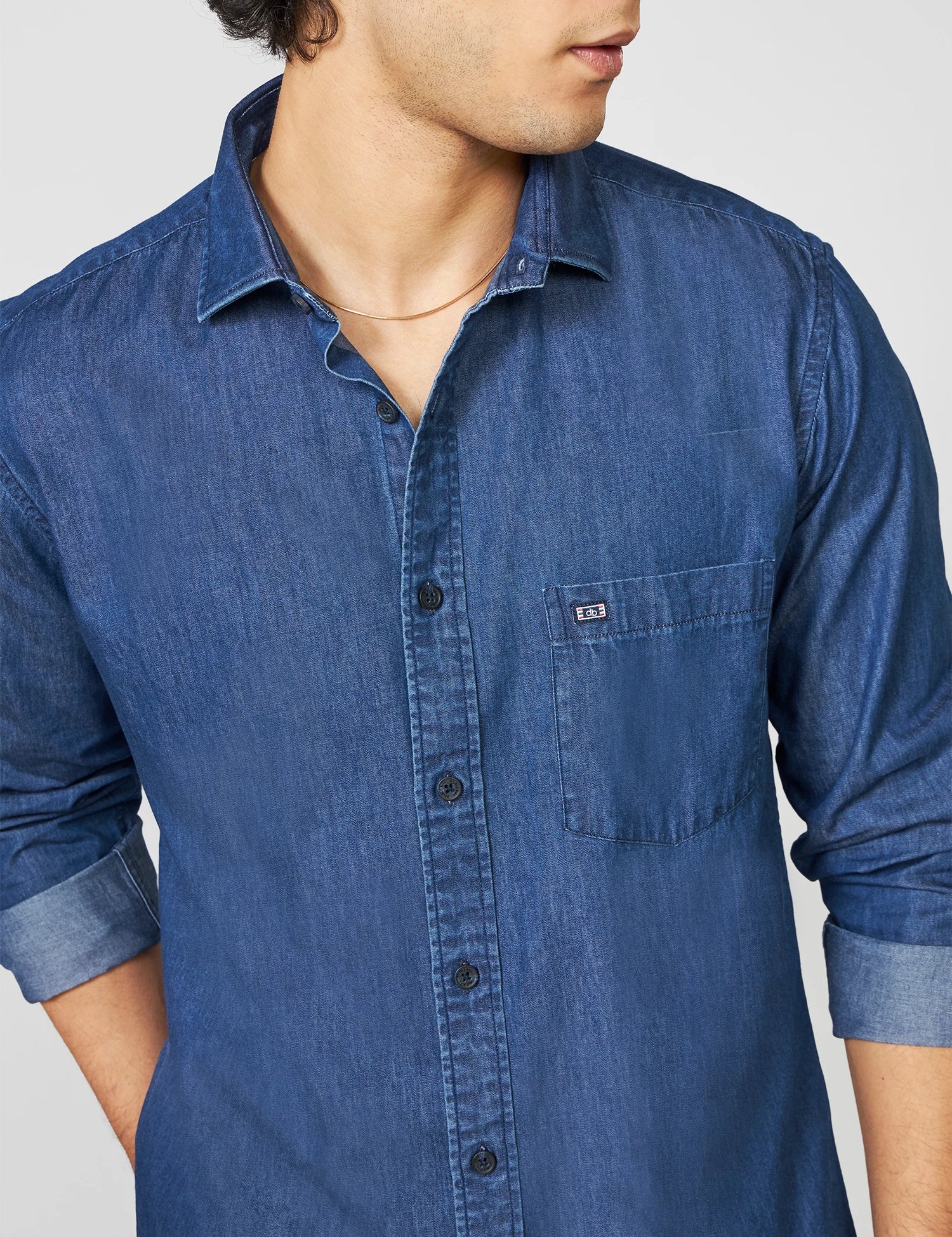 Blue Cotton Denim Shirt
