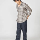 Taupe Checked Cotton Twill Shirt