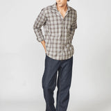 Taupe Checked Cotton Twill Shirt