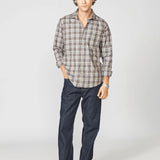 Taupe Checked Cotton Twill Shirt