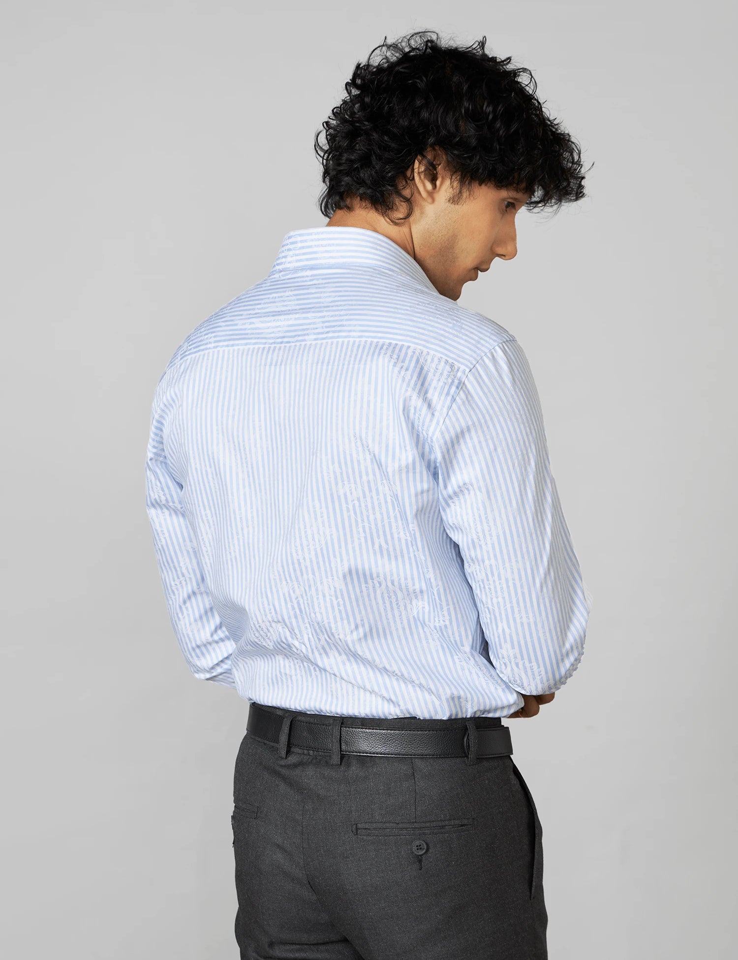 Light Blue Jacquard Cotton Shirt