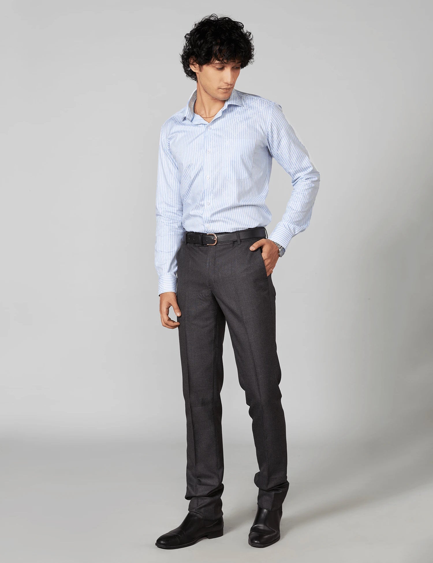 Light Blue Jacquard Cotton Shirt