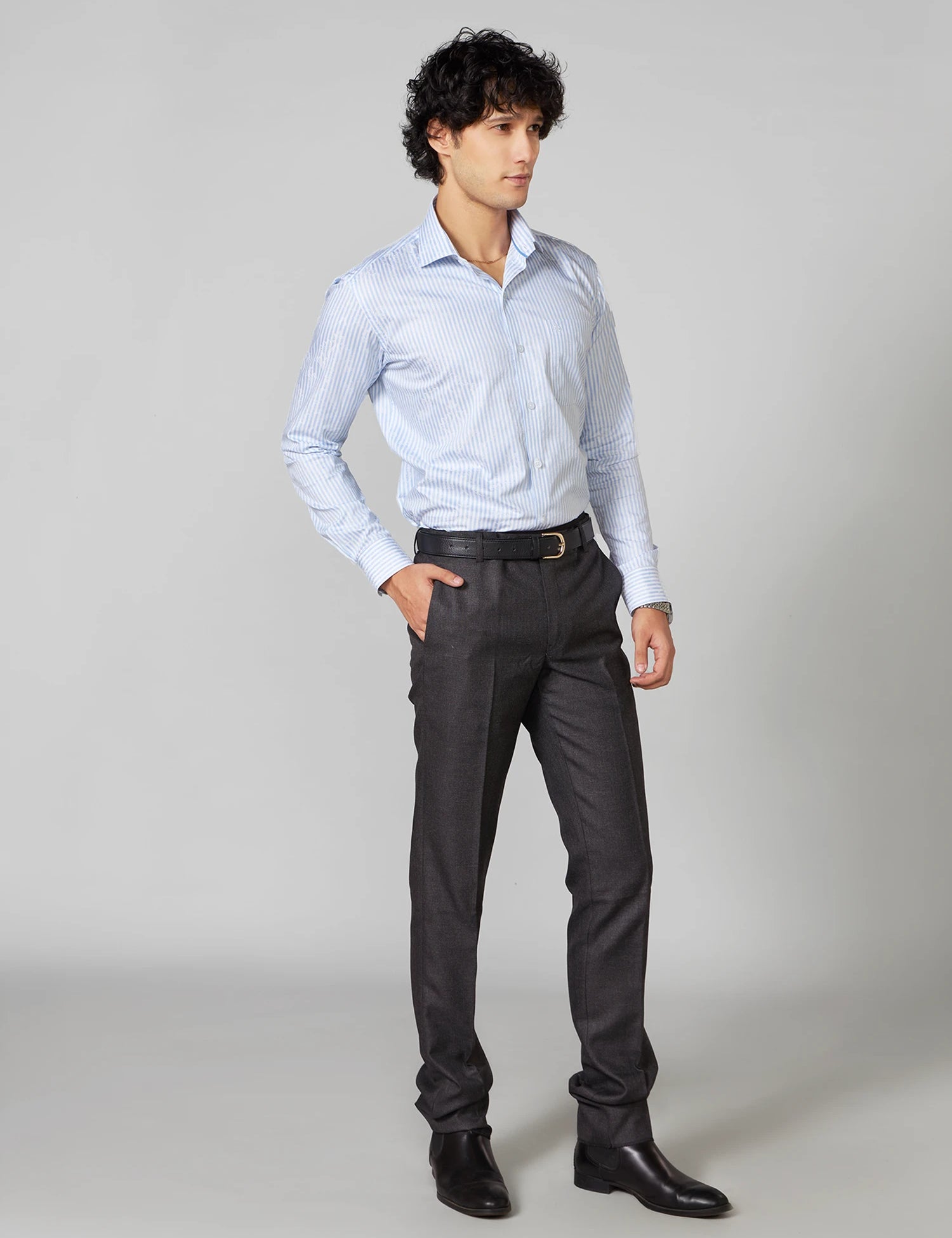 Light Blue Jacquard Cotton Shirt