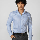 Light Blue Jacquard Cotton Shirt