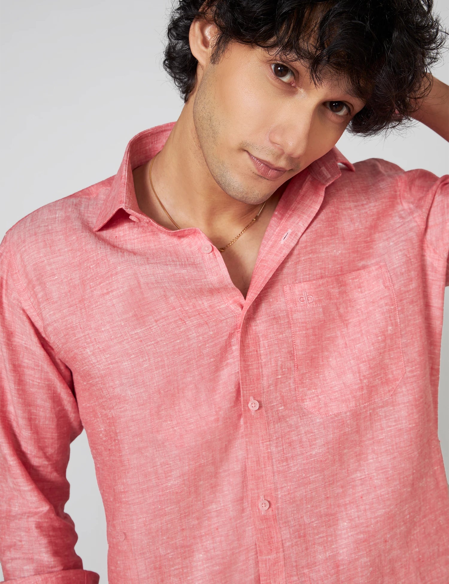 Coral Classic Linen Shirt