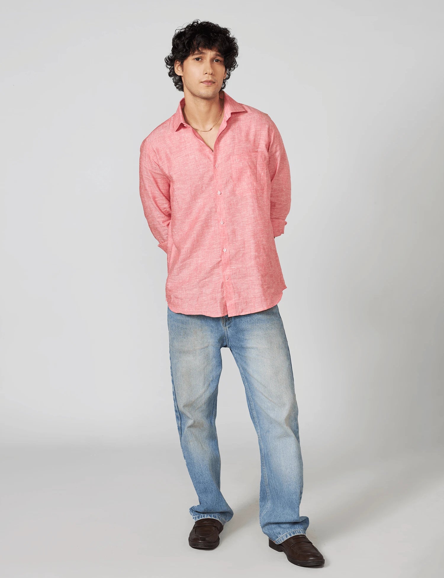 Coral Classic Linen Shirt
