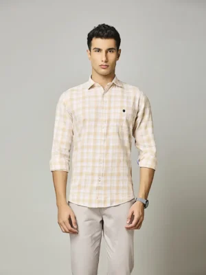 Peach Gingham Check Shirt