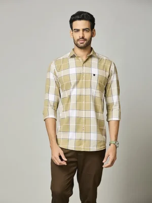 Camel Brown Windowpane Shirt