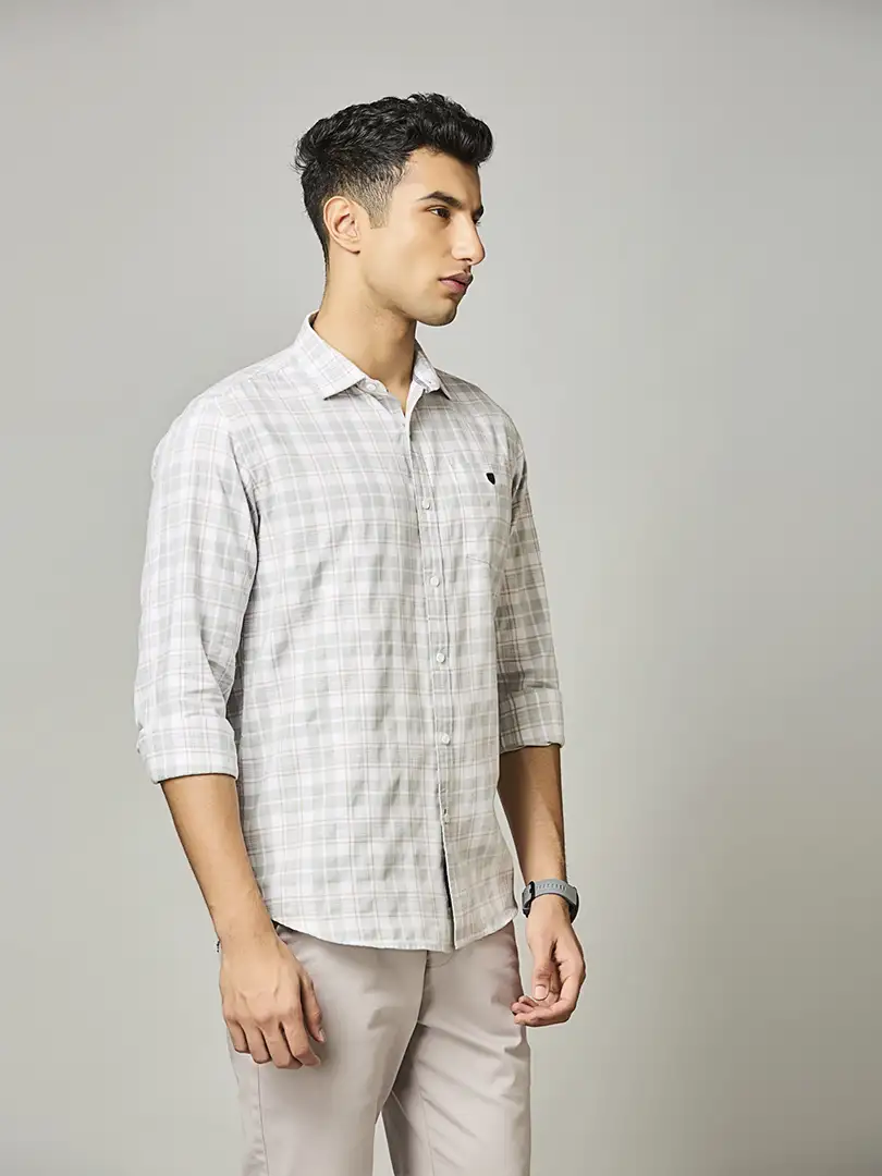 Light Grey Check Shirt - Image 4