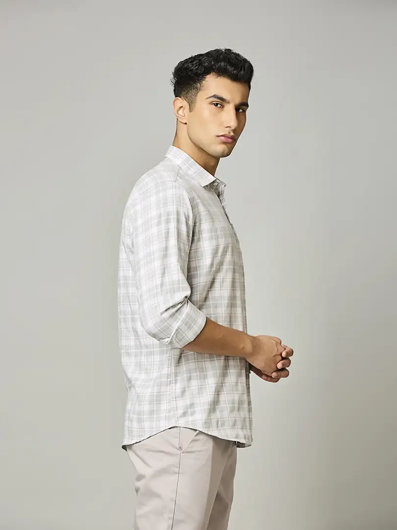 Light Grey Check Shirt - Image 3