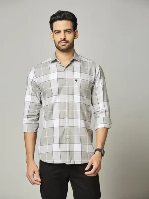 Pearl Grey Windowpane Shirt