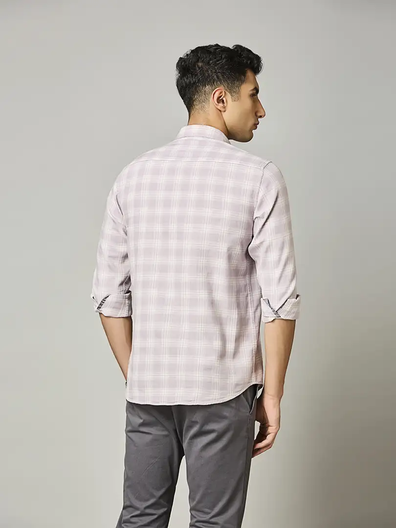 Lavender Textured Plaid Shirt - Image 2