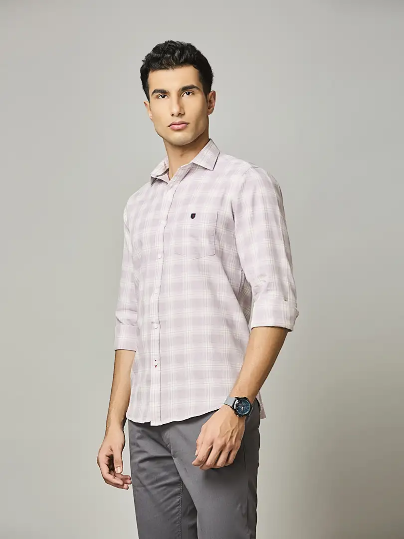 Lavender Textured Plaid Shirt - Image 6