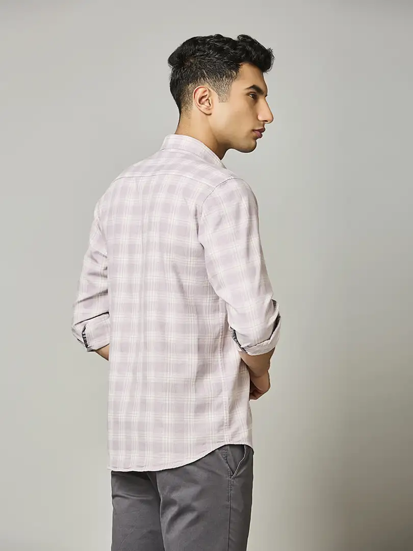 Lavender Textured Plaid Shirt - Image 3