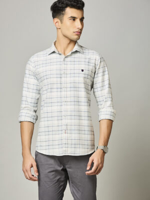 Cream Grid Check Shirt