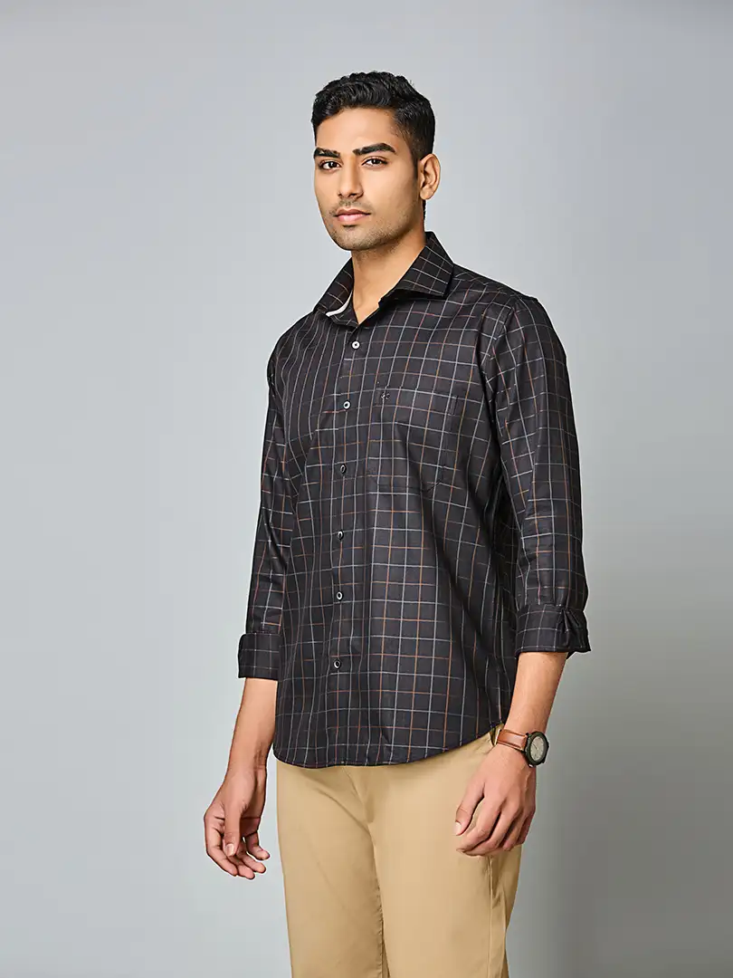 Bronze Grid Check Shirt - Image 4