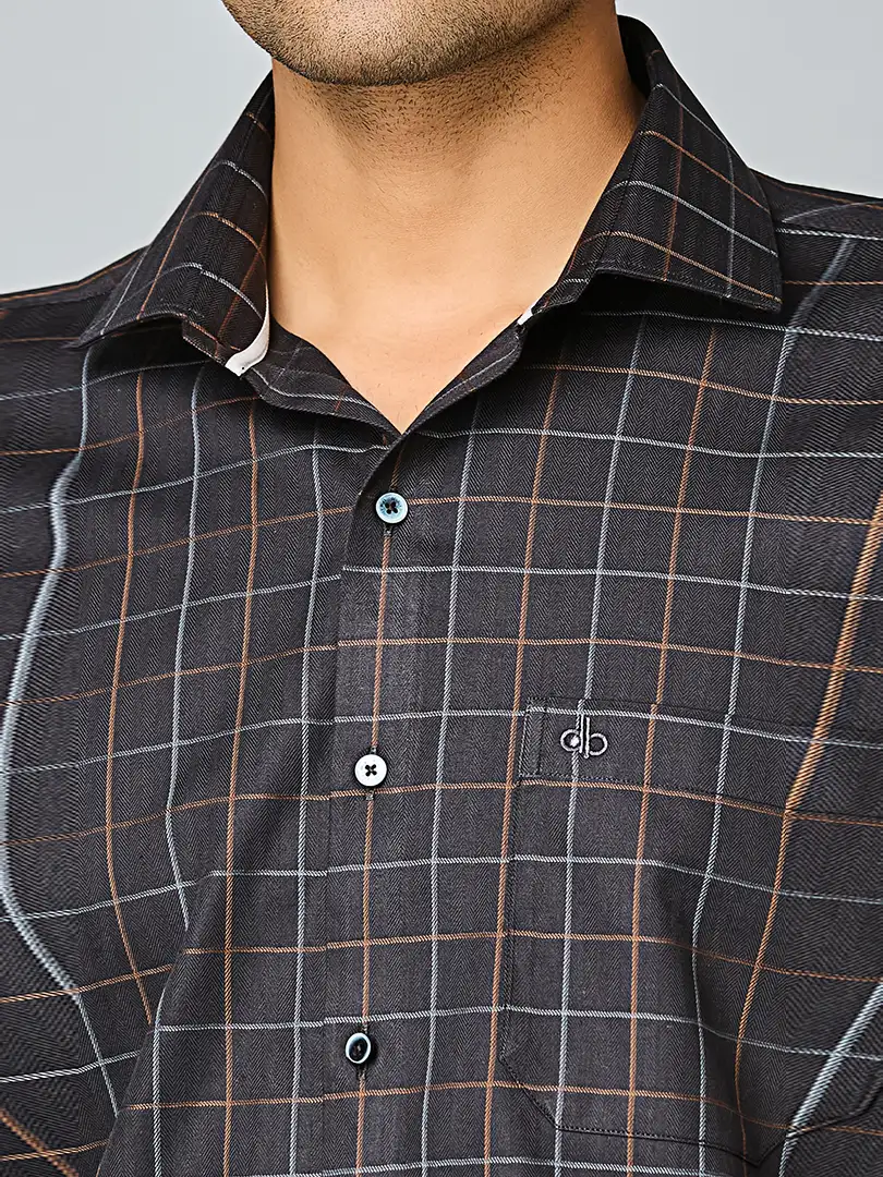 Bronze Grid Check Shirt - Image 6