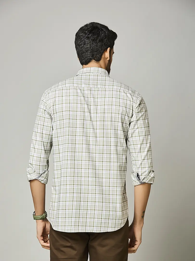 Casual Sage Check Shirt - Image 7