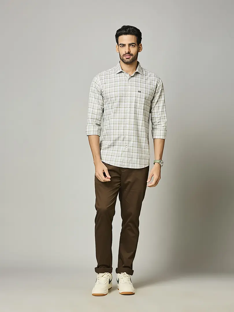 Casual Sage Check Shirt - Image 6