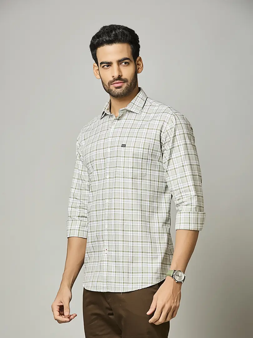 Casual Sage Check Shirt - Image 5