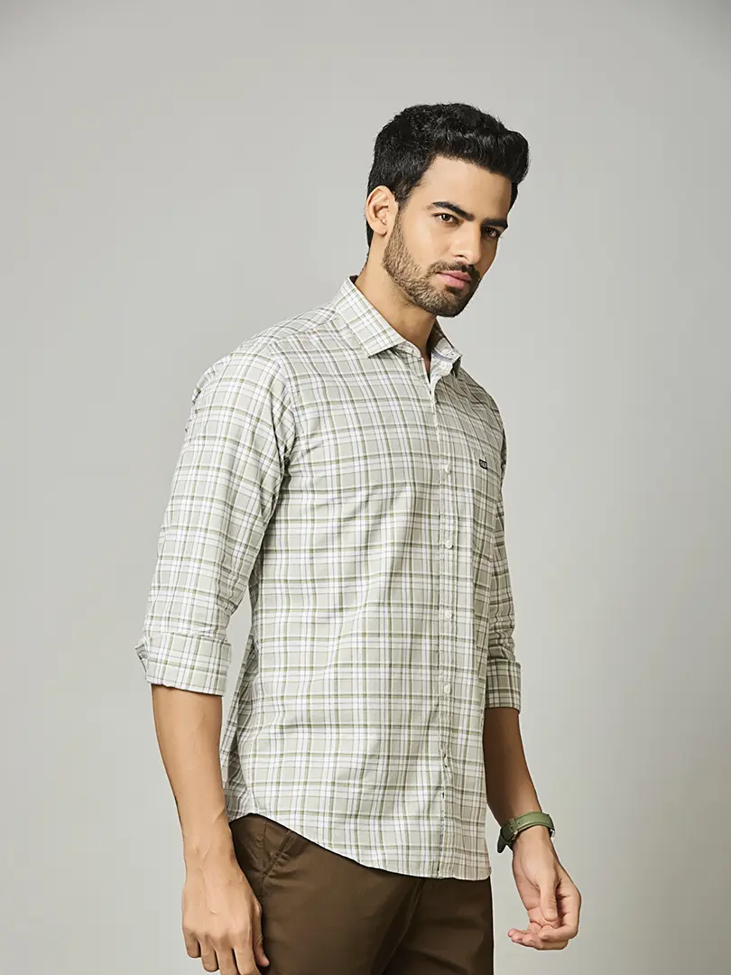 Casual Sage Check Shirt - Image 4