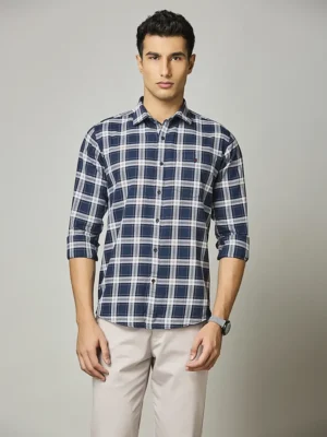 Navy Blue Classic Check Shirt