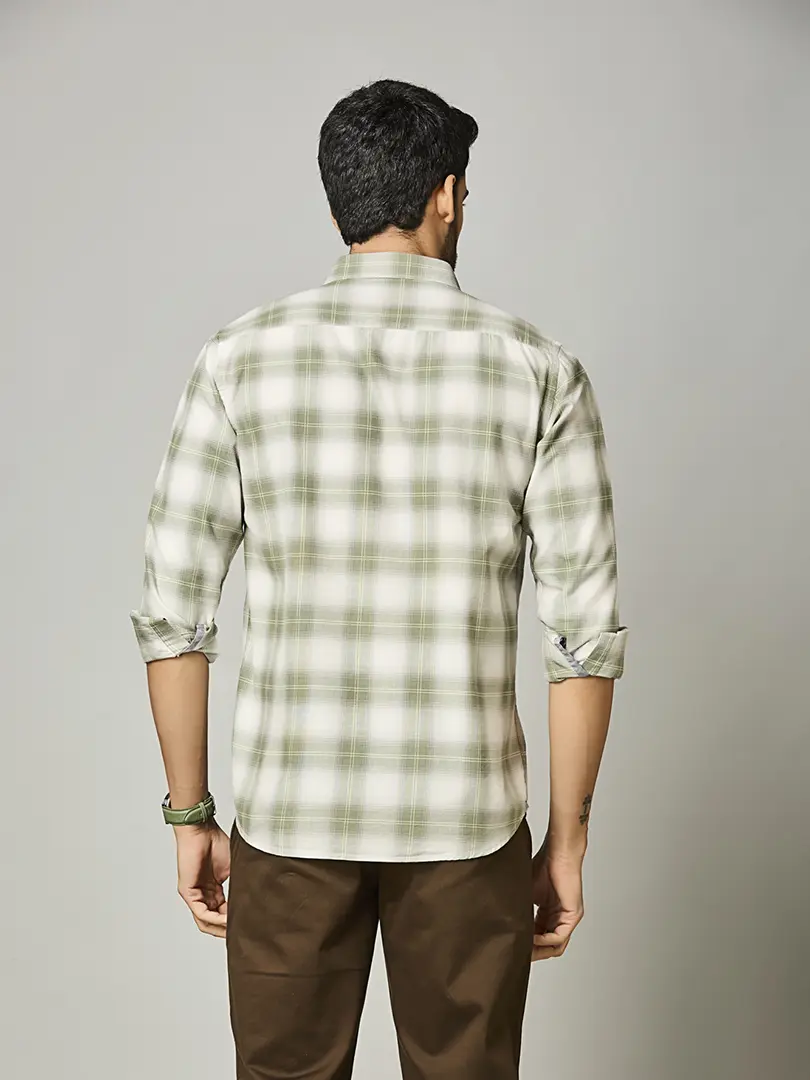 Muted Olive Check Shirt - Image 7