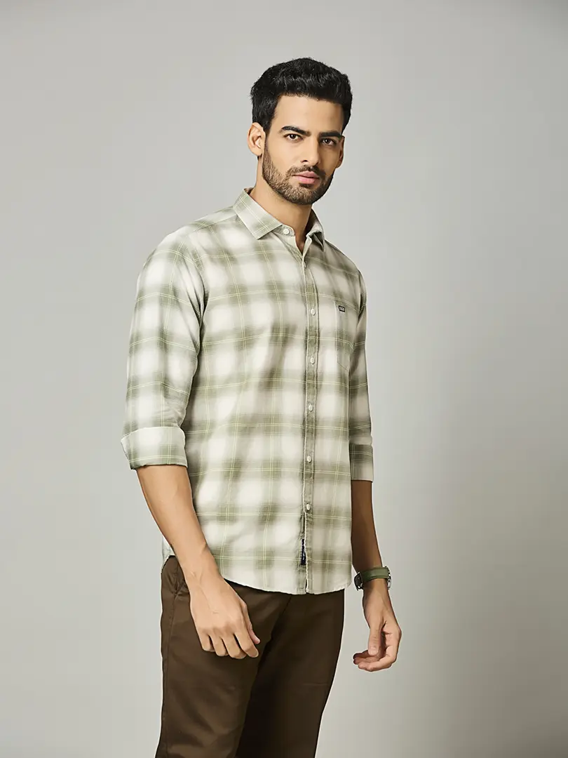 Muted Olive Check Shirt - Image 4