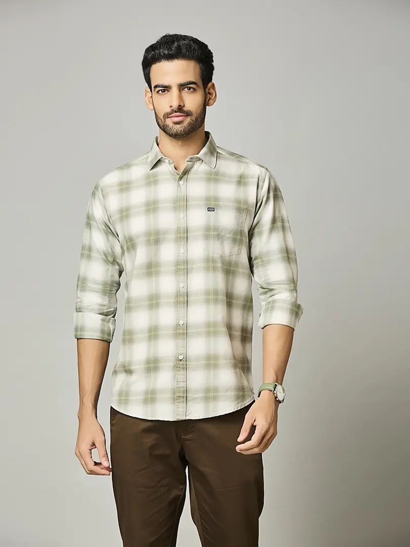 Muted Olive Check Shirt