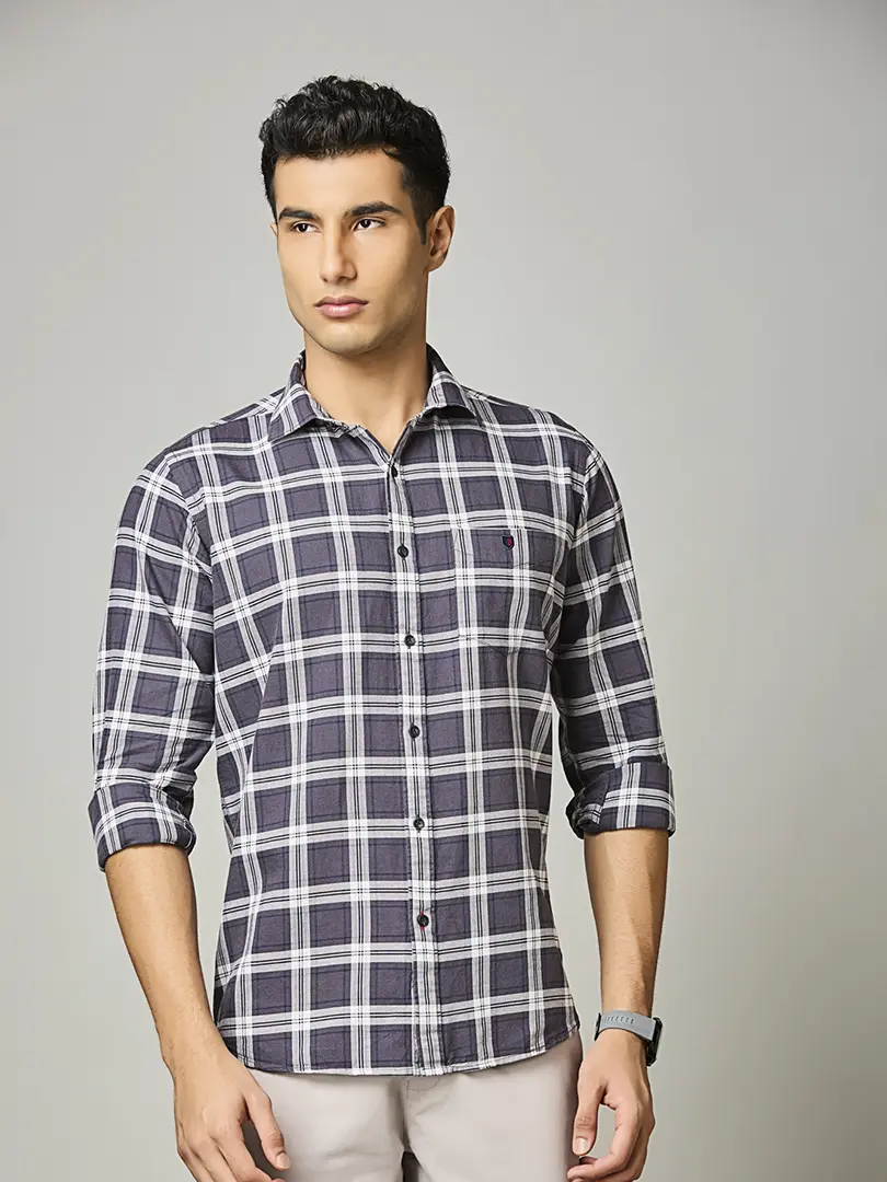 Charcoal Blue Check Shirt