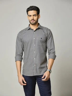 Steel Blue Mini Check Shirt