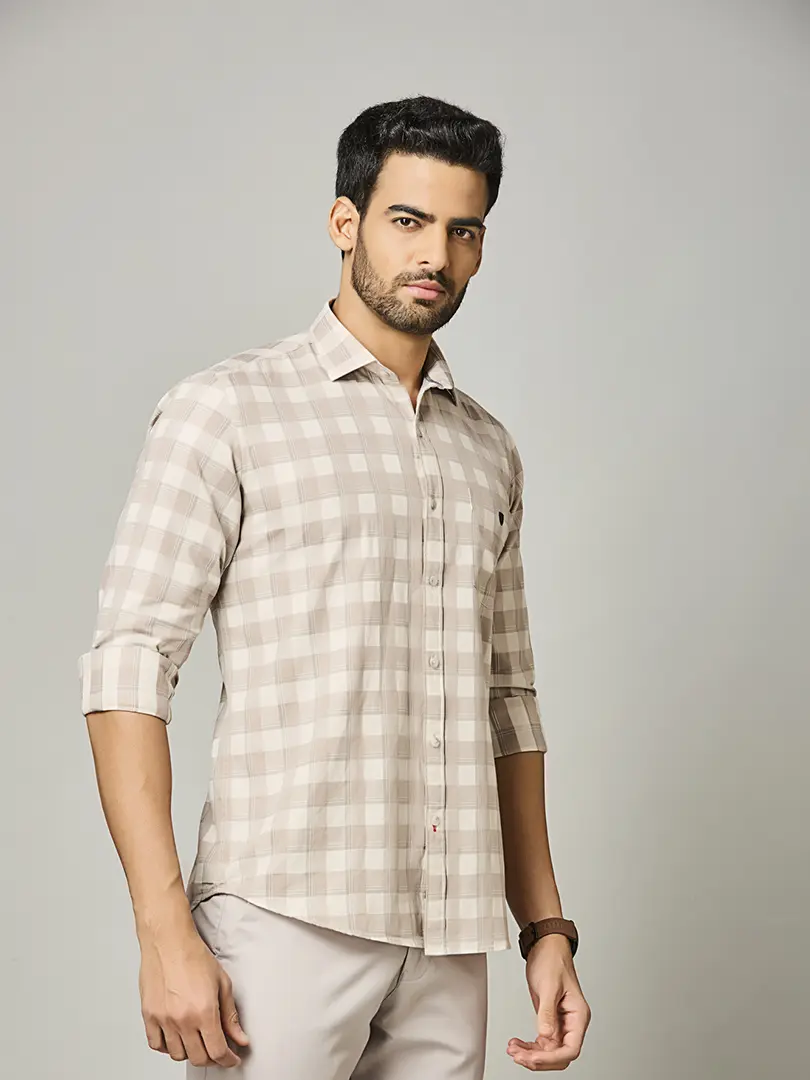 Desert Beige Check Shirt - Image 3