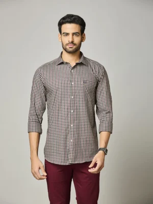 Maroon Stone Microcheck Shirt