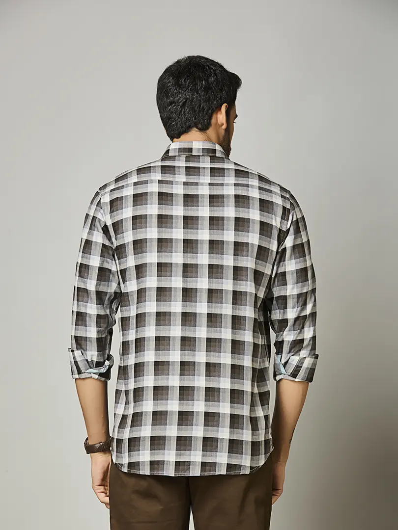 Ash Grey Plaid Check Shirt - Image 6