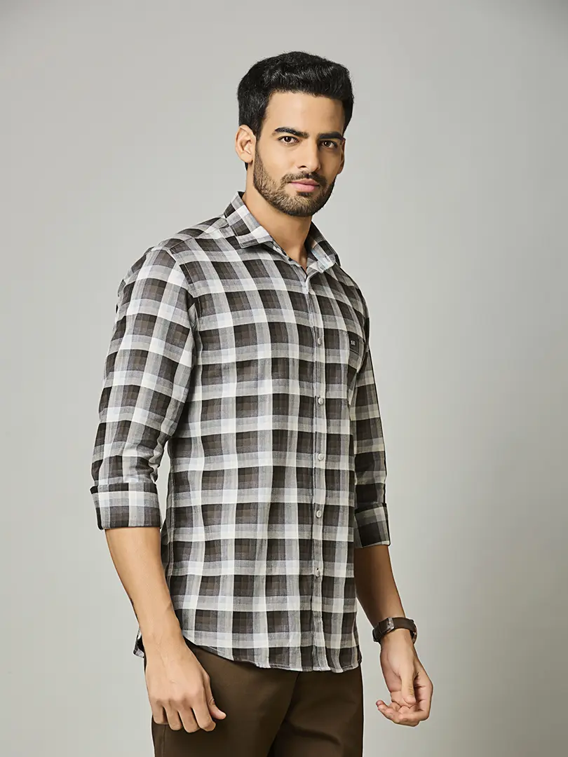 Ash Grey Plaid Check Shirt - Image 4
