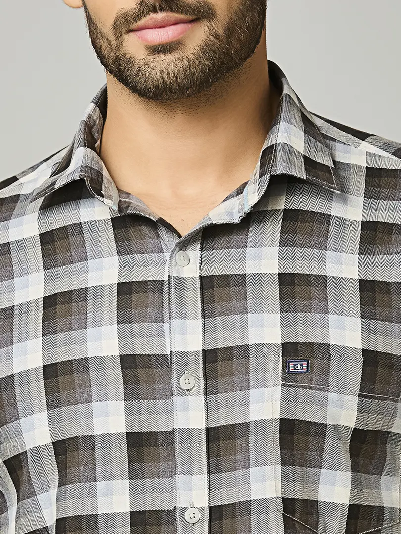Ash Grey Plaid Check Shirt - Image 5