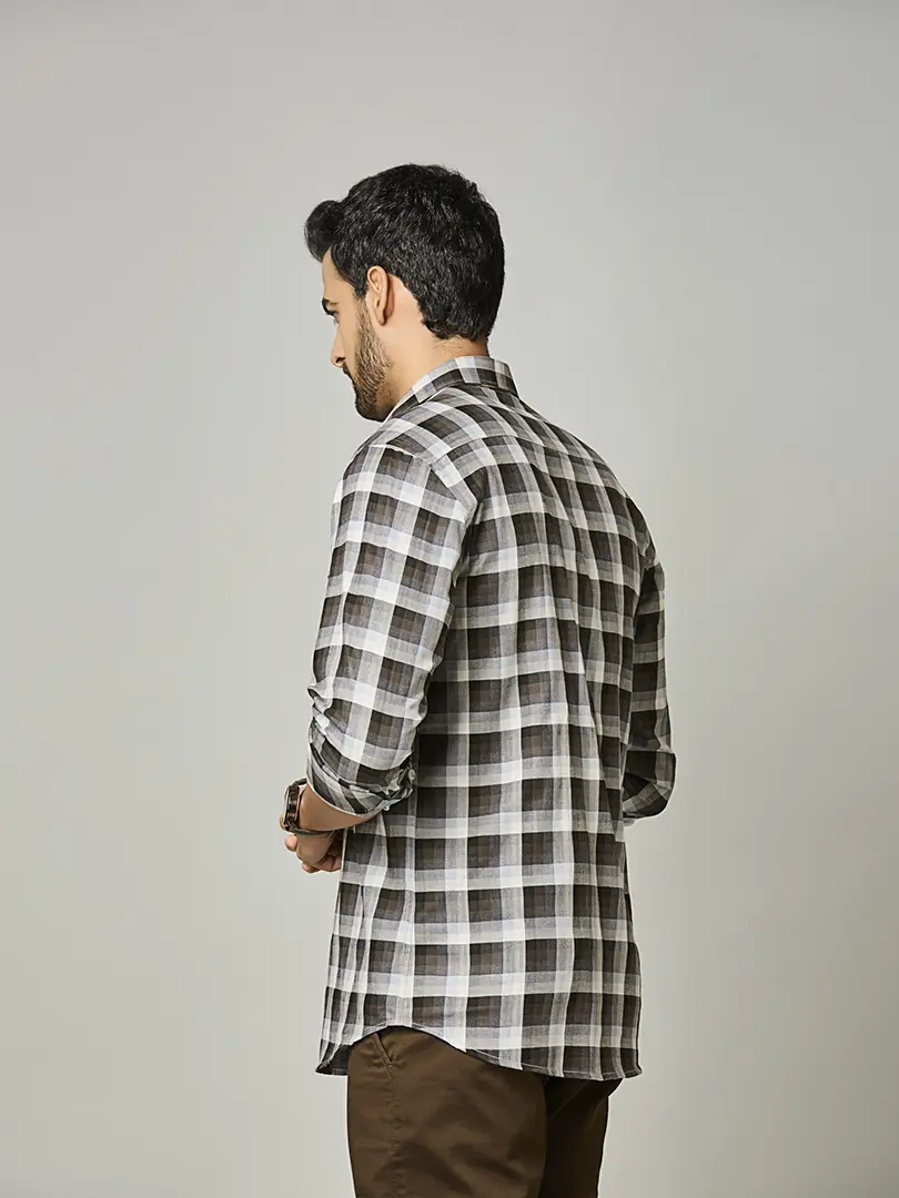 Ash Grey Plaid Check Shirt - Image 7