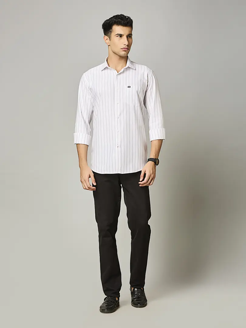 White Vertical Stripe Shirt - Image 5