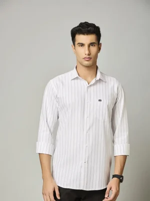 White Vertical Stripe Shirt