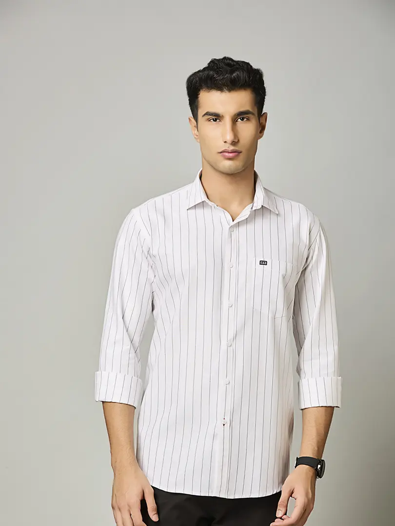 White Vertical Stripe Shirt
