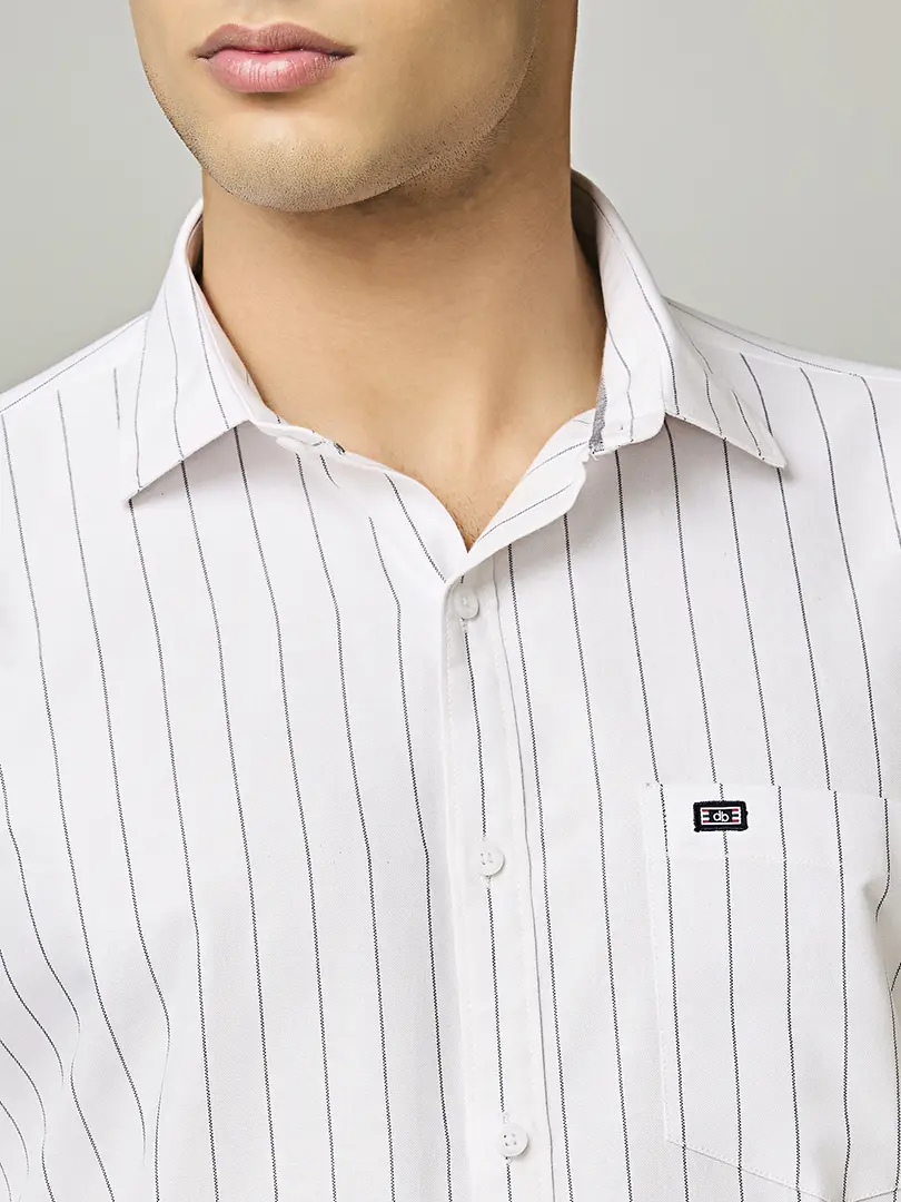 White Vertical Stripe Shirt - Image 2