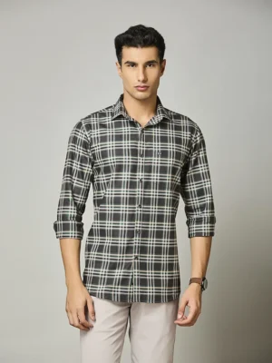 Black & Mint Green Check Shirt