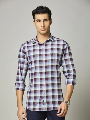 Blue & Burgundy Check Shirt