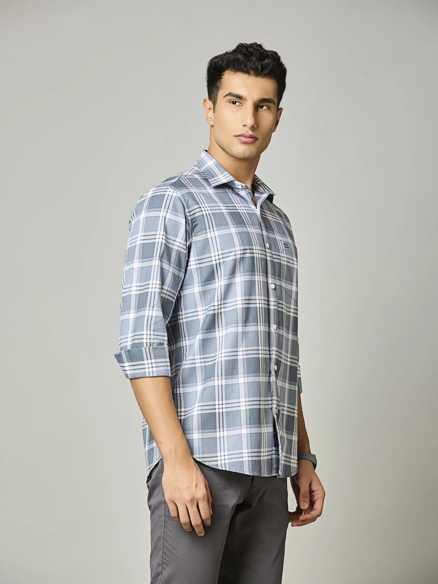 Glacier Blue Check Shirt - Image 4