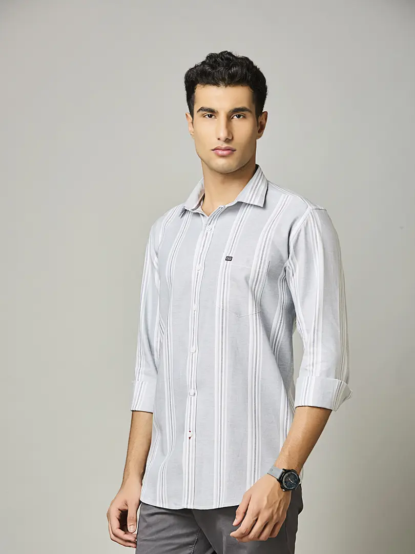 Pearl Grey Stripe Shirt - Image 4