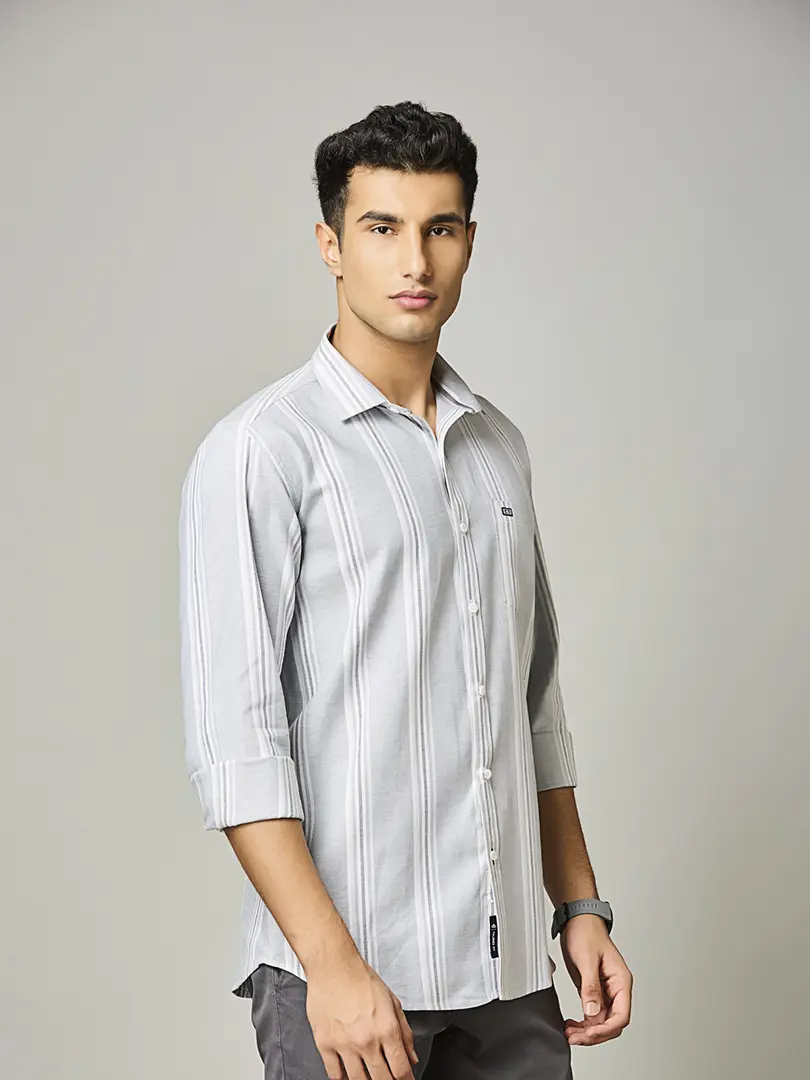 Pearl Grey Stripe Shirt - Image 5