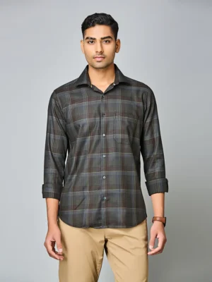 Charcoal Rust Plaid Shirt