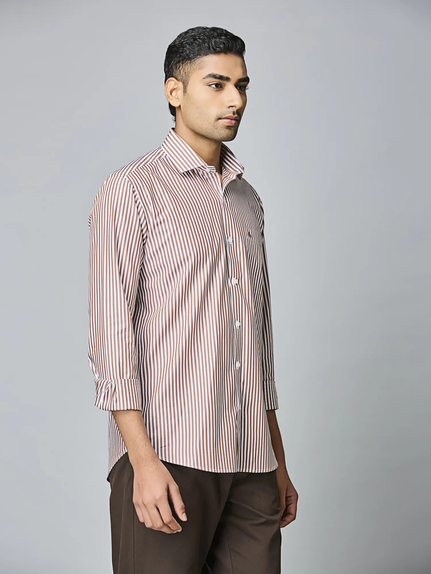 Cinnamon Pinstripe Classic Shirt - Image 3