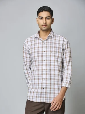 Ivory Mocha Plaid Shirt
